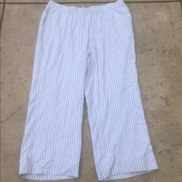 Abercrombie & Fitch Beige Stripe Linen Blend  Wide Leg Pants Women's Size XXL - Picture 2 of 7
